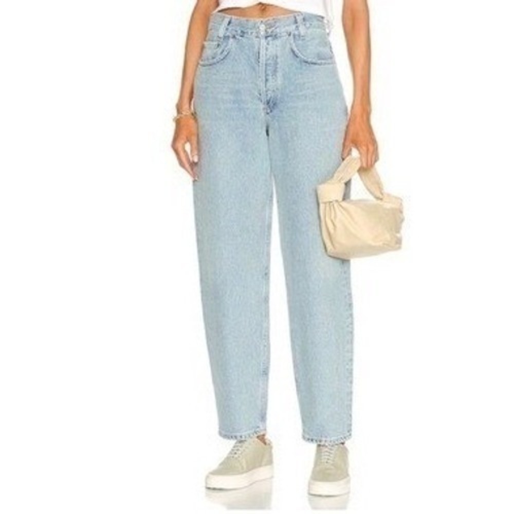 AGOLDE Tapered High Rise Organic Cotton Jeans Light Wash Size 24